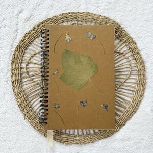 Handmade Dried Leaf Notebook With Bookmark A5 Unlined 60 Sheets 120 Pages